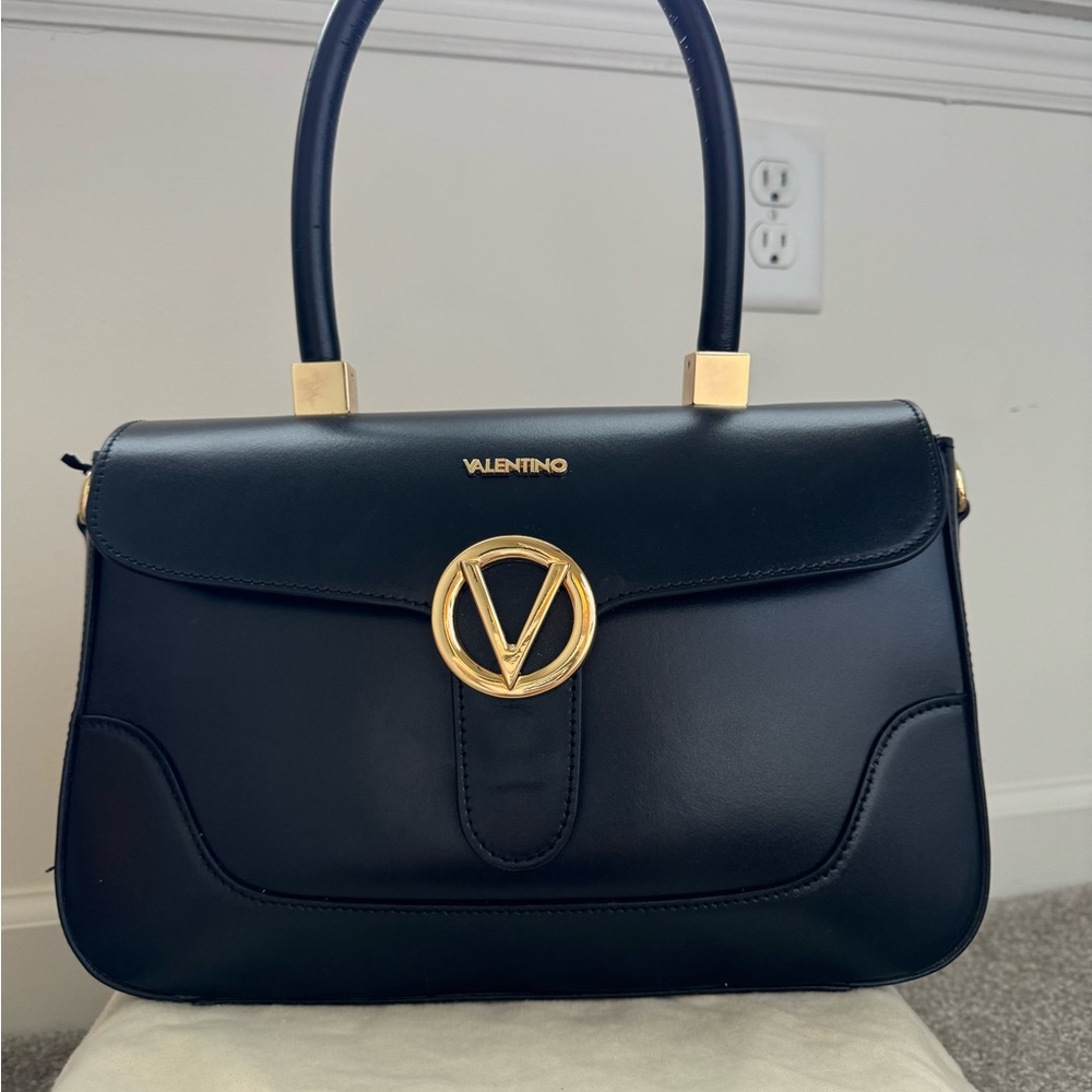 Valentino by Mario Valentino Black leather top handle Satchel or hobo handbag